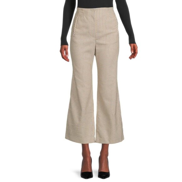 Veronica Beard Dova Plaid Cropped Wide Leg Pants 2 - Picture 1 of 8